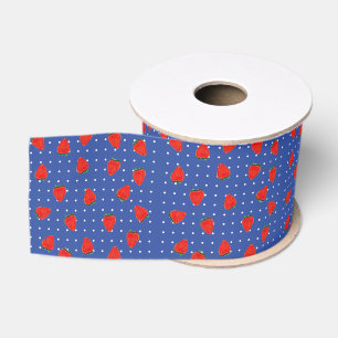 Aardbeienpatroon met stippen grosgrain lint