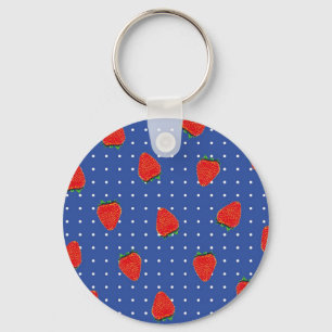 aardbeienpatroon met stippen sleutelhanger
