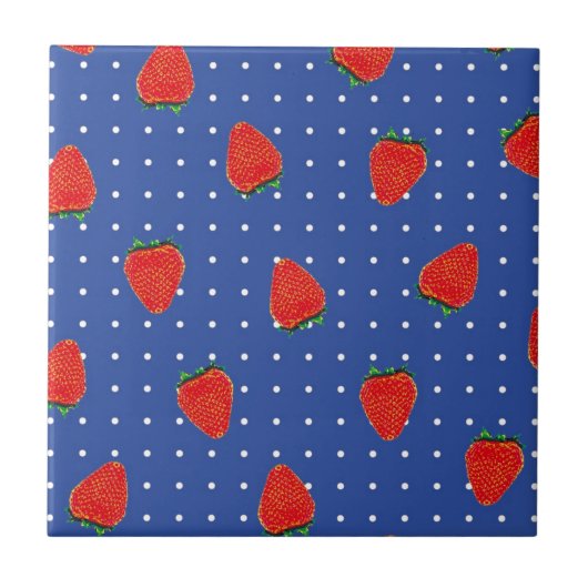 aardbeienpatroon met stippen tegeltje (Voorkant)
