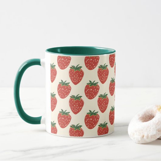 Aardbeienpatroon Mok (Met donut)