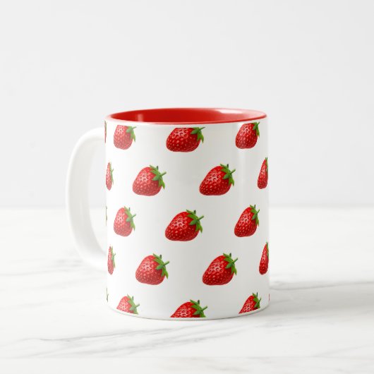 Aardbeienpatroon mok (Voorkant links)