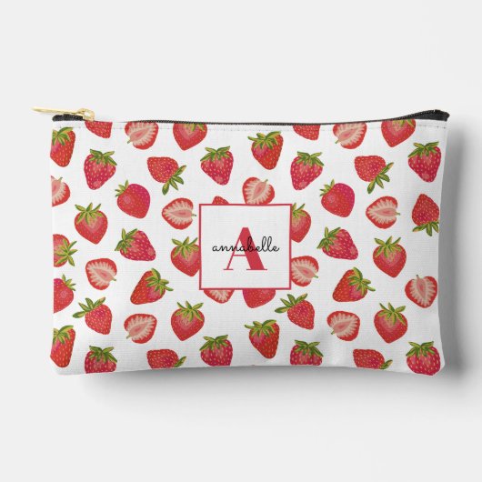 Aardbeienpatroon monogram voornaam etui (Voorkant)