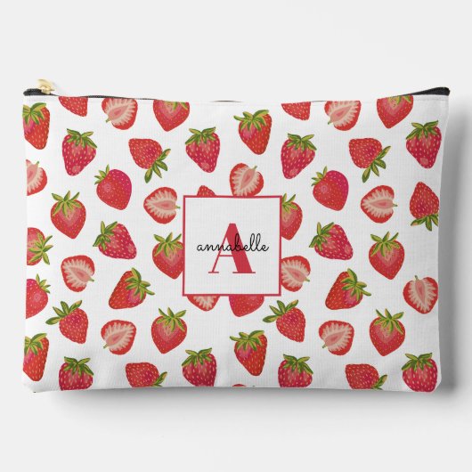 Aardbeienpatroon monogram voornaam etui (Voorkant)