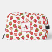 Aardbeienpatroon monogram voornaam toilettasje (Achterkant)
