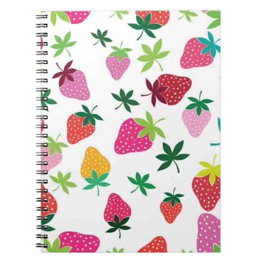 Aardbeienpatroon Notitieboek (Voorkant)