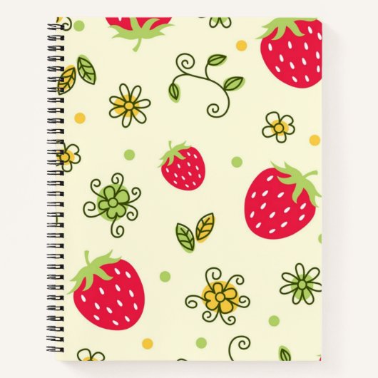 Aardbeienpatroon Notitieboek (Voorkant)