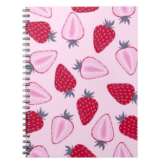 Aardbeienpatroon Notitieboek (Voorkant)