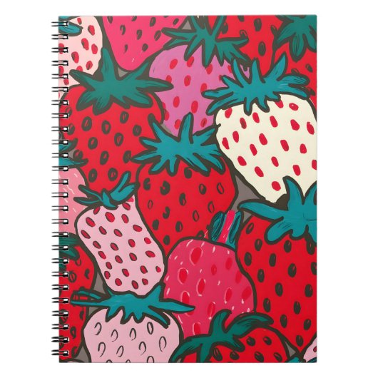 Aardbeienpatroon Notitieboek (Voorkant)