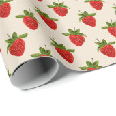 Aardbeienpatroon op beige cadeaupapier (Rol Hoek)
