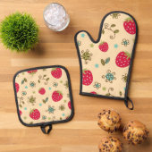 Aardbeienpatroon Ovenwant & Pannenlap Set (Top down)