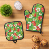 Aardbeienpatroon Ovenwant & Pannenlap Set (Top down)