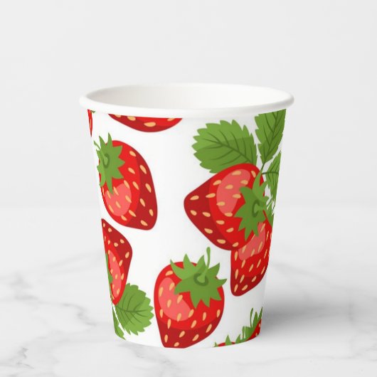 Aardbeienpatroon Papieren Bekers (Voorkant)