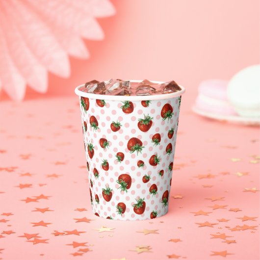 Aardbeienpatroon Papieren Bekers (Insitu)