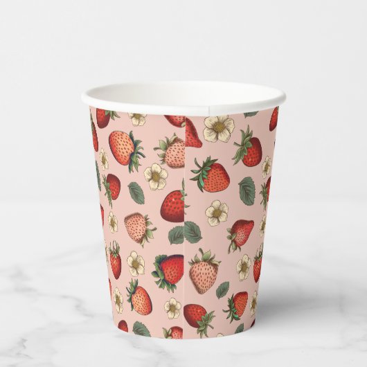 Aardbeienpatroon  papieren bekers (Rechts)