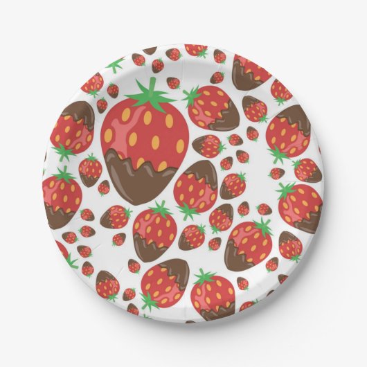 Aardbeienpatroon Papieren Bordje (Voorkant)