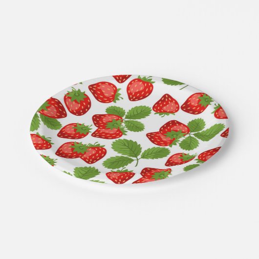 Aardbeienpatroon Papieren Bordje (Gekanteld)