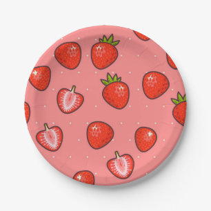 Aardbeienpatroon Papieren Bordje