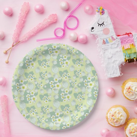 aardbeienpatroon papieren bordje (Feest)