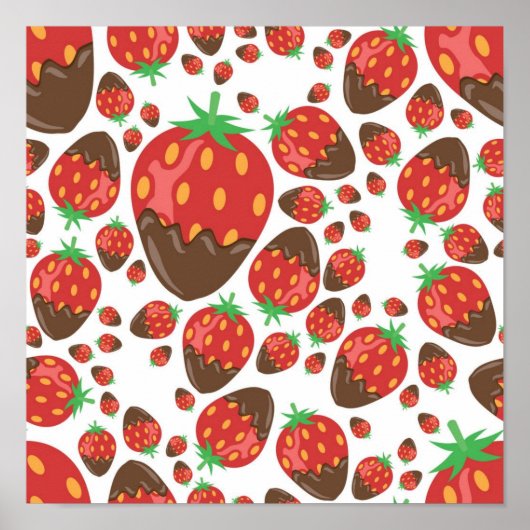 Aardbeienpatroon Poster (Voorkant)