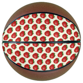 Aardbeienpatroon, Rode Aardbeien, Fruit, Blad Basketbal