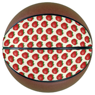 Aardbeienpatroon, rode aardbeien, fruit, blad basketbal