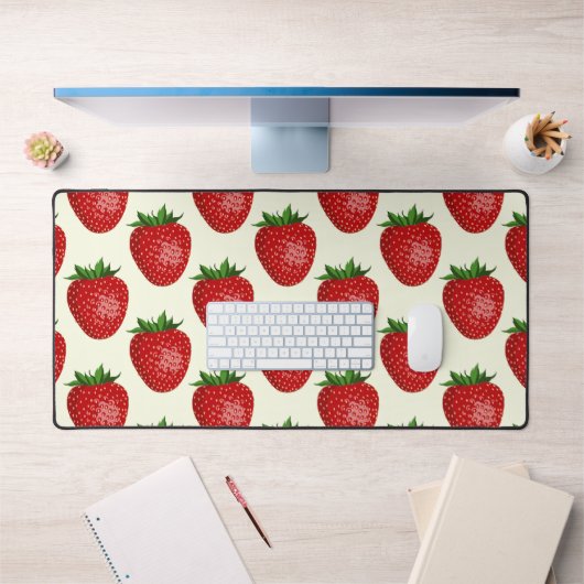 Aardbeienpatroon, Rode Aardbeien, Fruit, Blad Bureaumat (Kantoor 1)