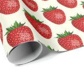 Aardbeienpatroon, rode aardbeien, fruit, blad cadeaupapier (Rol Hoek)