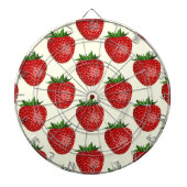 Aardbeienpatroon, rode aardbeien, fruit, blad dartbord (Voorkant)