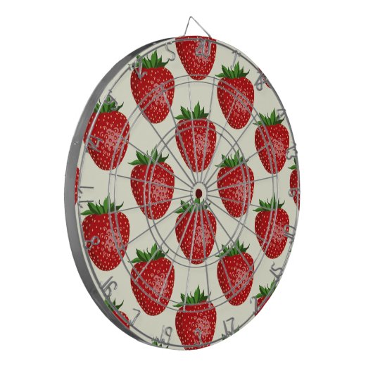 Aardbeienpatroon, rode aardbeien, fruit, blad dartbord (Voorkant Links)