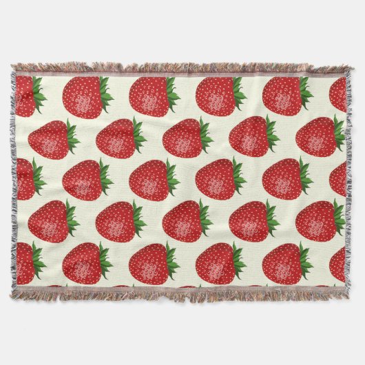 Aardbeienpatroon, rode aardbeien, fruit, blad deken (Voorkant)