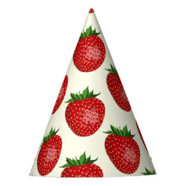 Aardbeienpatroon, rode aardbeien, fruit, blad feesthoedjes