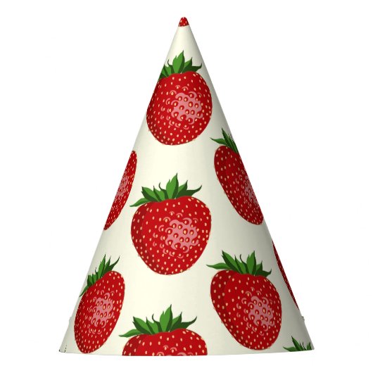 Aardbeienpatroon, rode aardbeien, fruit, blad feesthoedjes (Voorkant)