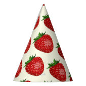 Aardbeienpatroon, rode aardbeien, fruit, blad feesthoedjes (Links)