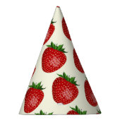 Aardbeienpatroon, rode aardbeien, fruit, blad feesthoedjes (Rechts)