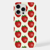 Aardbeienpatroon, rode aardbeien, fruit, blad iPhone hoesje (Achterkant)