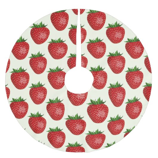 Aardbeienpatroon, rode aardbeien, fruit, blad kerstboom rok (Voorkant)