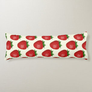 Aardbeienpatroon, rode aardbeien, fruit, blad lichaamskussen