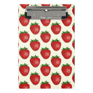 Aardbeienpatroon, rode aardbeien, fruit, blad mini klembord