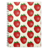 Aardbeienpatroon, rode aardbeien, fruit, blad notitieboek (Voorkant)