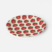Aardbeienpatroon, rode aardbeien, fruit, blad papieren bordje (Gekanteld)