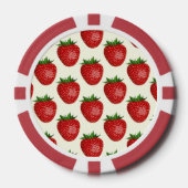 Aardbeienpatroon, rode aardbeien, fruit, blad poker chips (Voorkant)