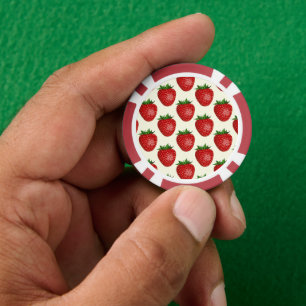Aardbeienpatroon, rode aardbeien, fruit, blad poker chips