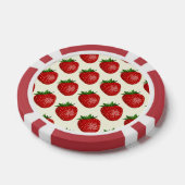 Aardbeienpatroon, rode aardbeien, fruit, blad poker chips (Enkel)