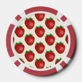 Aardbeienpatroon, rode aardbeien, fruit, blad poker chips (Achterkant)