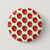 Aardbeienpatroon, Rode Aardbeien, Fruit, Blad Ronde Button 5,7 Cm (Voorkant)