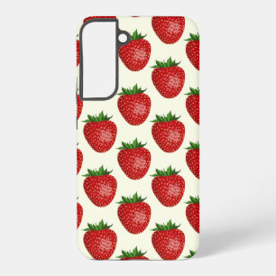 Aardbeienpatroon, rode aardbeien, fruit, blad samsung galaxy hoesje