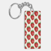 Aardbeienpatroon, rode aardbeien, fruit, blad sleutelhanger (Voorkant Links)
