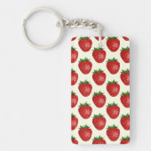 Aardbeienpatroon, rode aardbeien, fruit, blad sleutelhanger (Voorkant)
