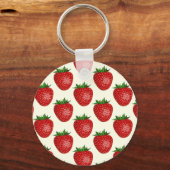 Aardbeienpatroon, rode aardbeien, fruit, blad sleutelhanger (Voorkant)
