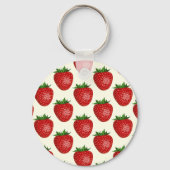 Aardbeienpatroon, rode aardbeien, fruit, blad sleutelhanger (Achterkant)